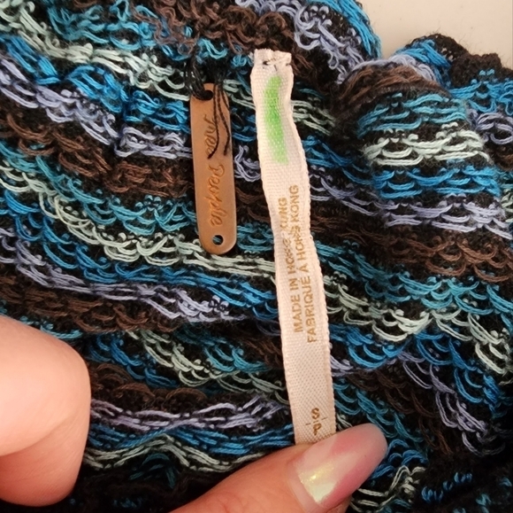 Free People Women's Blue and black striped shirt size S. - Picture 3 of 7